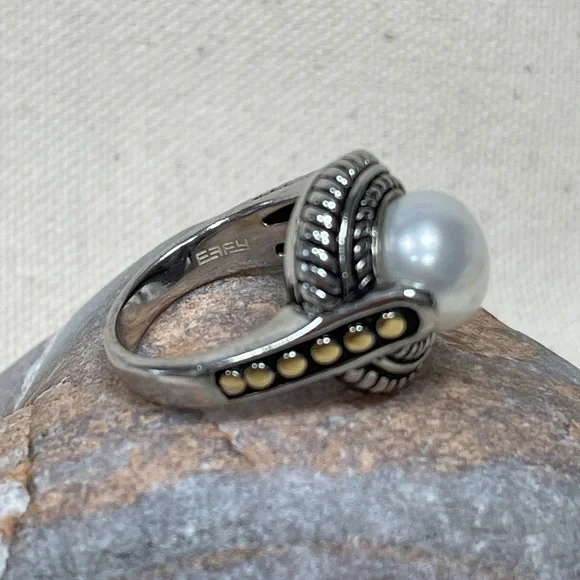 EFFY Sterling Silver/18K Yellow Gold 10mm Freshwater Pearl Ring, Size 6.5